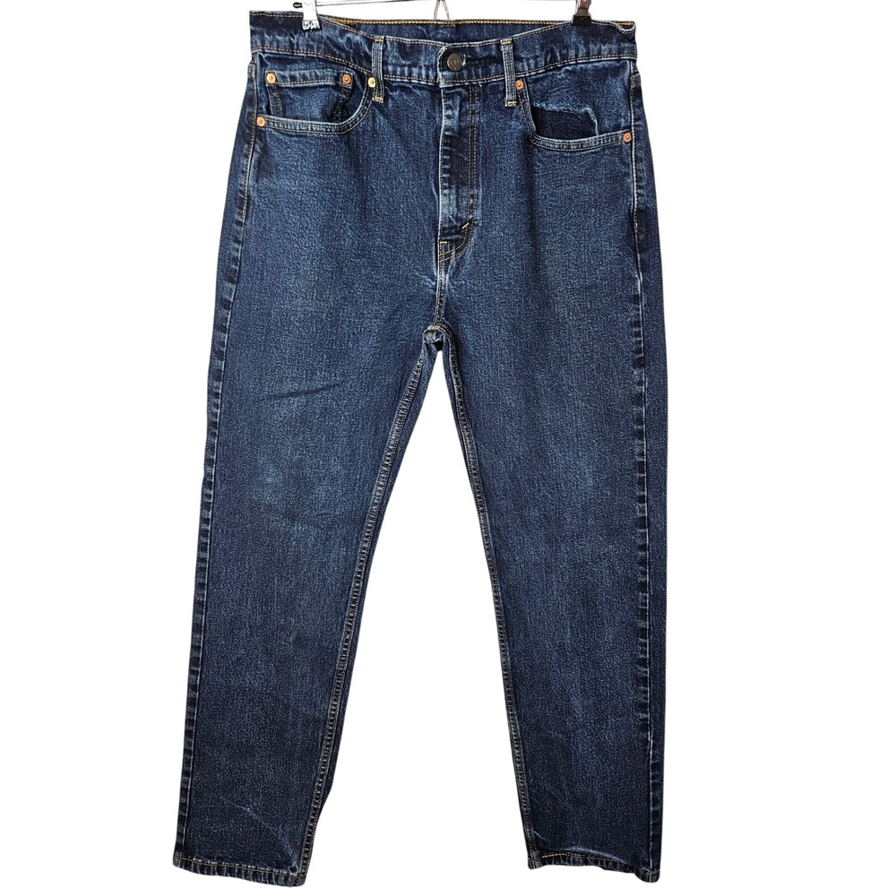 Levis 505 Regular Fit Straight Leg Dark Wash Blue Denim Jeans Mens 36x3 1453